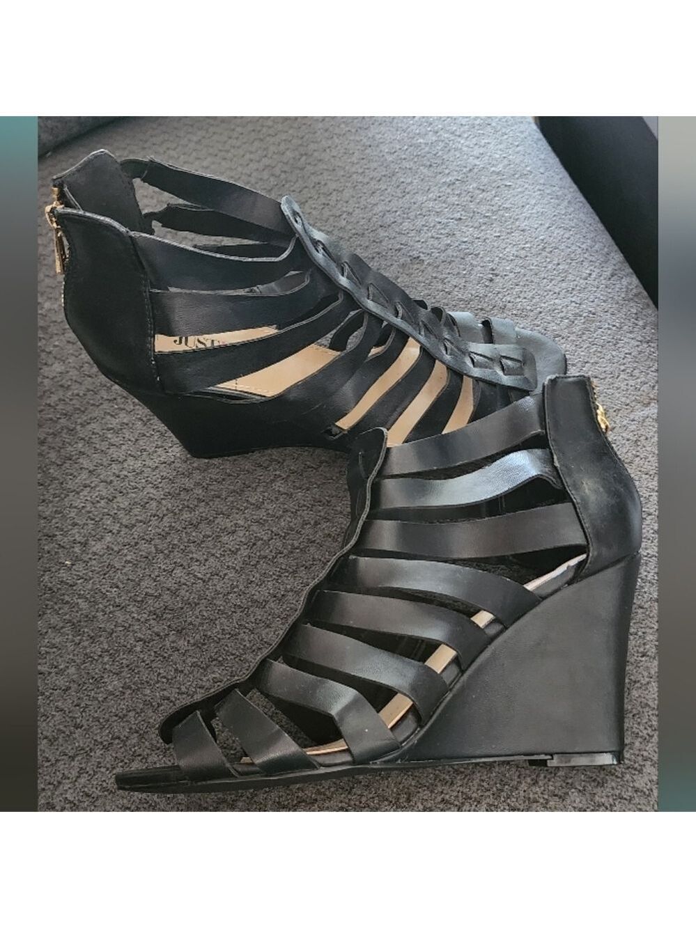 JustFab Black Strappy Heels NWOT - Picture 3 of 5